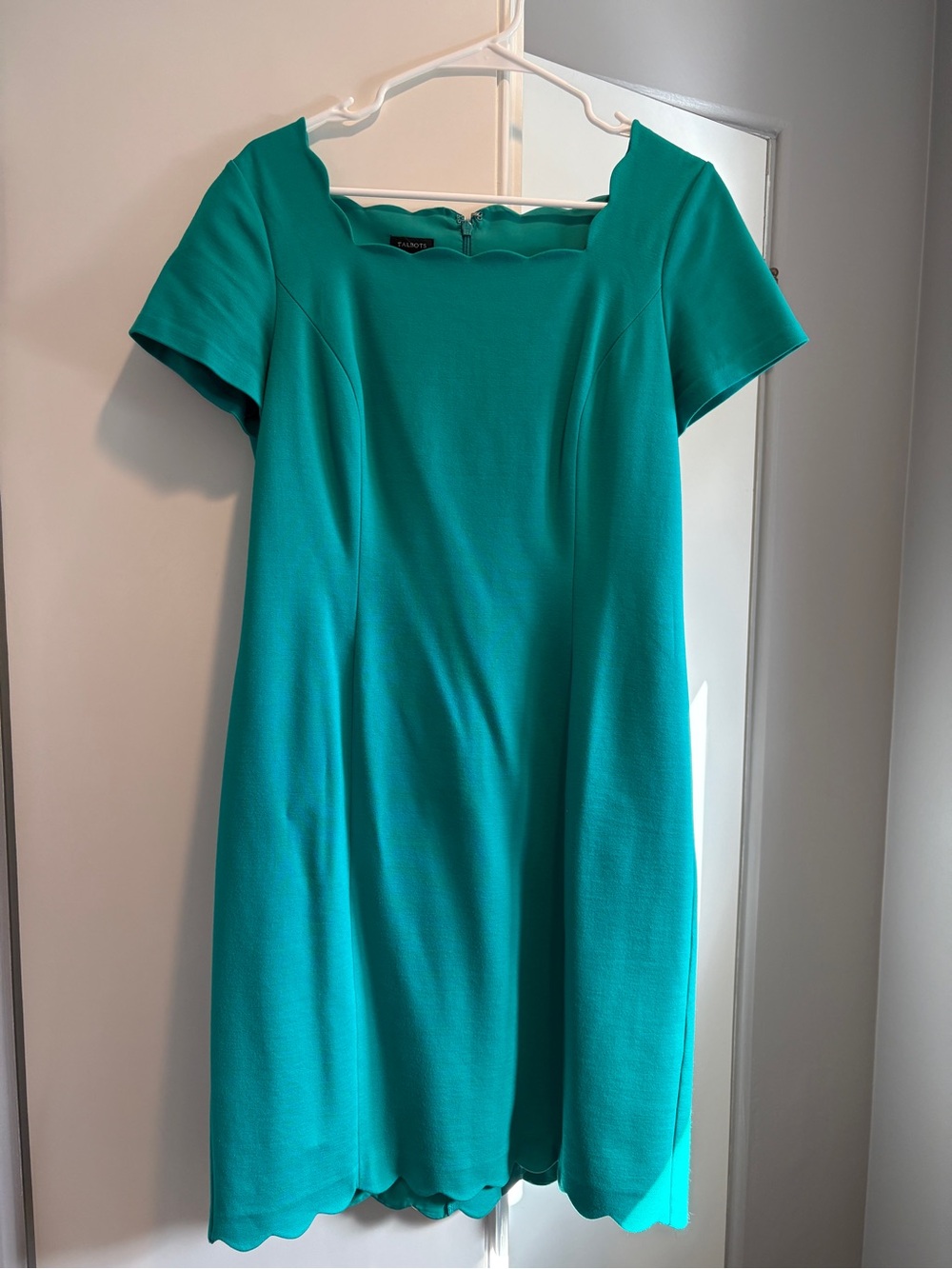 Talbots Scallop Hem Sheath Dress in Teal